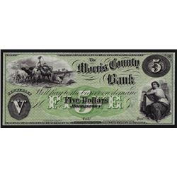 1800s $5 The Morris County Bank Obsolete Note