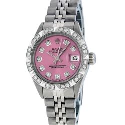 Rolex Ladies Stainless Steel 0.50ctw Diamond Datejust Wristwatch