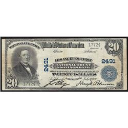 1902 $20 Los Angeles California National Currency Note CH# 2491