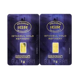 Set of (2) 1 Gram Istanbul Gold Refinery Cards