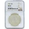 Image 1 : 1923 $1 Peace Silver Dollar Coin NGC MS63