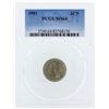 Image 1 : 1881 Three Cent Nickel Piece Coin PCGS MS64