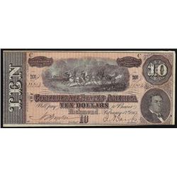 1864 $10 The Confederate States of America Note