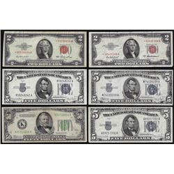 Assorted Lot of (6) Small Size Silver Certificate & Legal Tender & Federal Reser