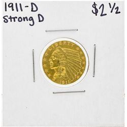 1911 Strong D $2 1/2 Indian Head Quarter Eagle Gold Coin