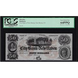 1800's $50 City Bank of New Haven, CT Obsolete Bank Note PCGS Very Choice New 64