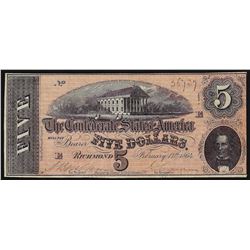 1864 $5 The Confederate States of America Note
