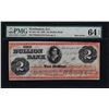 Image 1 : 1862 $2 The Bullion Bank Washington Obsolete Note PMG CU64EPQ