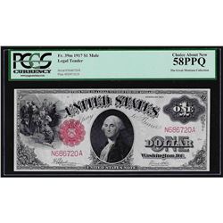 1917 $1 Legal Tender Note Mule PCGS Choice About New 58PPQ