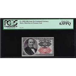 1874 Twenty Five Cents Fifth Issue Fractional Currency Note PCGS Choice New 63PP