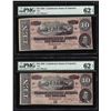 Image 1 : Set of (2) 1864 $10 Confederate States of America Note PMG 62EPQ Same Serial #