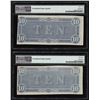 Image 2 : Set of (2) 1864 $10 Confederate States of America Note PMG 62EPQ Same Serial #