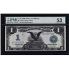 Image 1 : 1899 $1 Black Eagle Silver Certificate Note PMG About Uncirculated 53