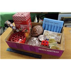 Lot of Misc (Novelty Loonies, Shot Glass Holder, Poker Chips, Money Related, Coin Holders, Etc;)