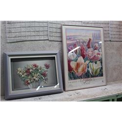 Floral Related Hanging Art Pieces (18” x 25” And 19” x “14.5”)