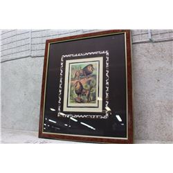 Lion Artwork, Framed, “Plate VI Carnivora” (19” x 22”)