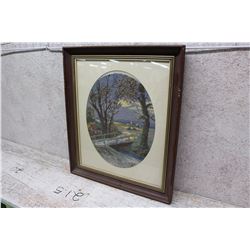 Framed Cross Stitch Scene (16” x 19”)