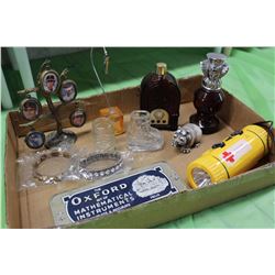 Lot of Misc (Aftershave Bottles, Math Related, Bracelets, Flashlight Radio, Etc;)