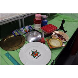 Lot of Misc (Streamers, Tupperware, Canada Centennial Plates, Flower Dish Etc;)