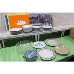 Lot of Assorted Plates, Dinner Placement Mats, Bowls & A Tea Pot
