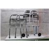 Image 1 : Pair of Collapsible Walkers (One With Wheels, One Without)