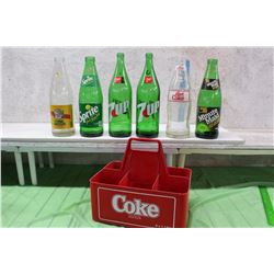 Assorted 1 Liter Glass Bottles (6)(Coke, Minute Maid, Sprite, 7-Up, Others)