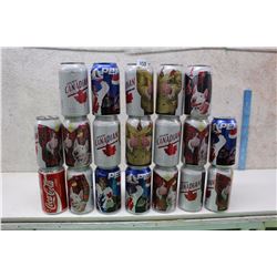 Lot of Don Cherry, Hockey Themed Cans (Coke, Pepsi, Molson)(19)