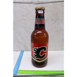 Large Novelty Calgary Flames Beer Bottle Coin Bank