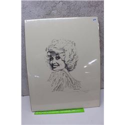 Dolly Parton, Gatewood Pencil Sketch On Canvas