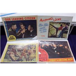 Lot of Original Lobby Cards (4)(Our Leading Citizen, Anything goes, Street of Missing Men,  Etc;)