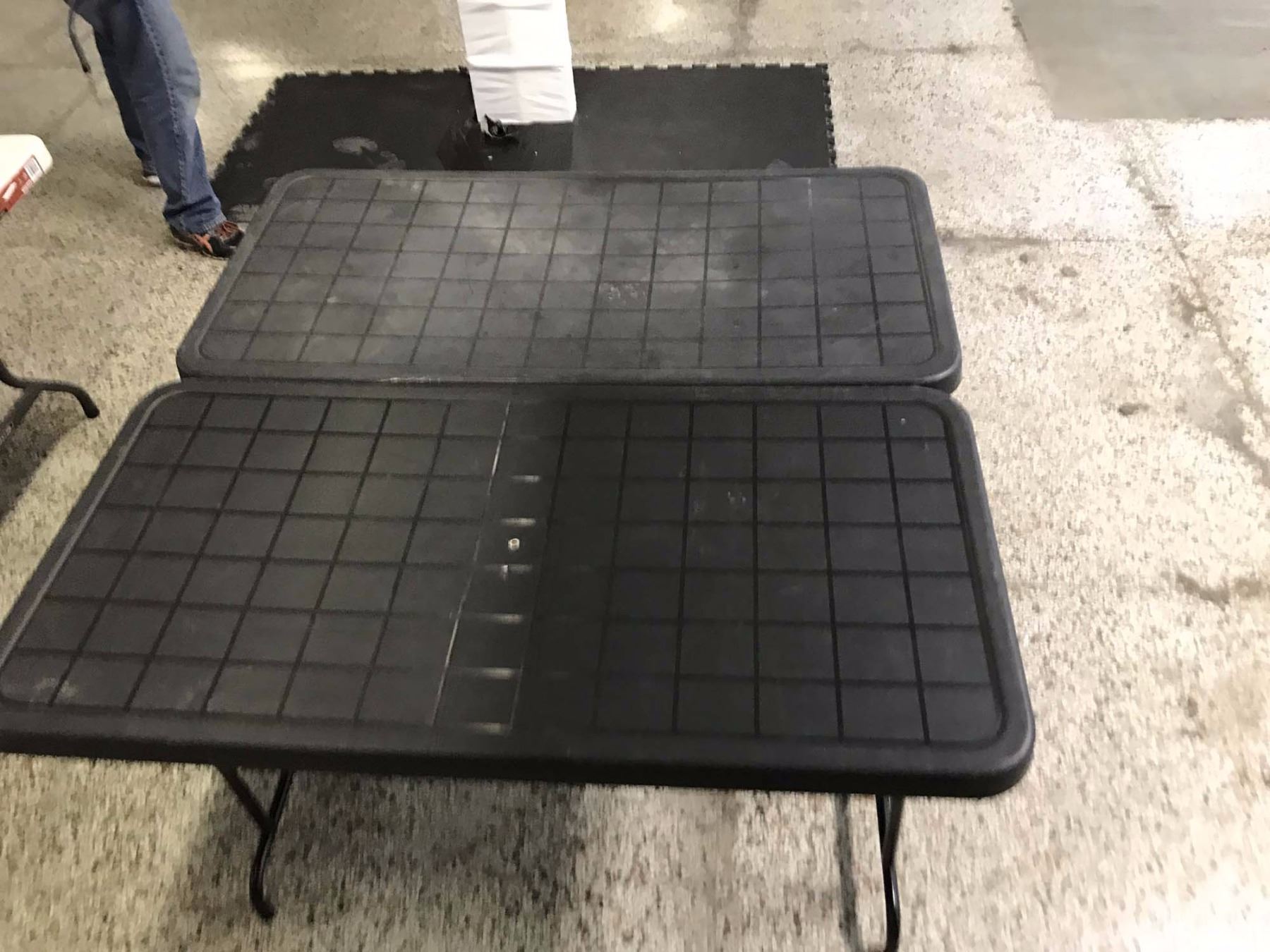 Folder Out Table Pair of Plastic Fold Out Tables - Bodnarus Auctioneering