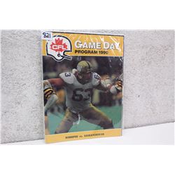 CFL Game Day Program Winnipeg vs. Saskatchewan (1990)