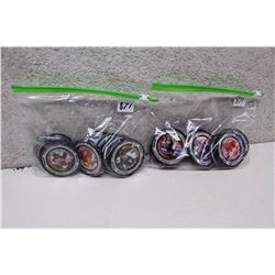 Pair of Bags with Assorted Metal Hockey Card Pogs