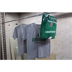 Lot of Small Saskatchewan Rough Rider Tshirts, New With Tags with Towel.
