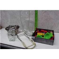 Lot of Misc (Cookie Cutters &/or PlayDoh Cutters, Glass Boot, Metal Bowl, etc;)