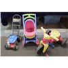 Image 1 : Lot of Children’s Outdoor Toys (Lawnmower Bubble Maker, Tricycle, Baby Carriage)