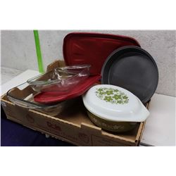 Lot of Dishware (Pan, Glass Containers & Bowl)