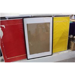 Lot of Wall Frames (3) (Black 25”x37”)(White 24”x36” & Missing Plastic Cover)