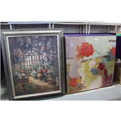 Framed Flower Paintings (Grey Frame 28”x35”)(Thin Frame 30”x30”)