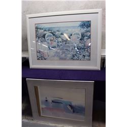 Framed Abstract Painting (36”x30”) & Framed Floral Painting (43”x33”)