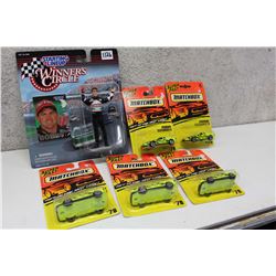Starting Lineup Winner’s Circle NASCAR Figure (Bobby Labonte) & Matchbox #78 Ferrari Models (5)
