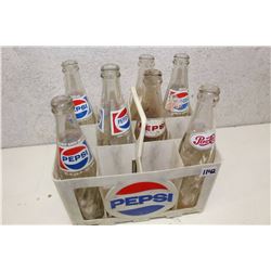 Lot of Pepsi Glass Bottles & Case (7)
