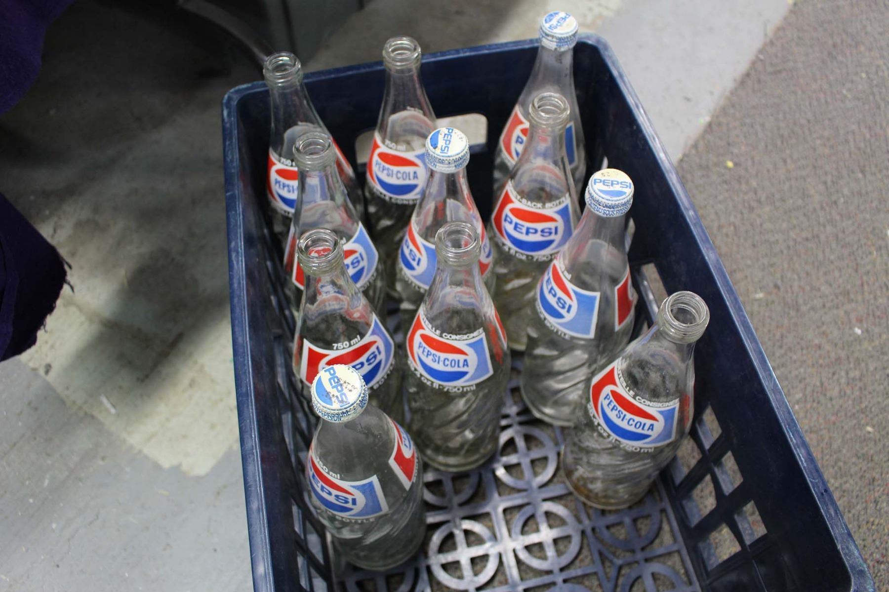 Lot of Pepsi Glass Bottles & Case (11)