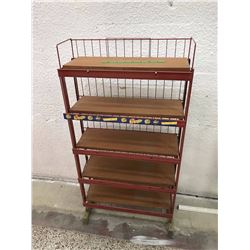 Red Metal Framed Store Display Shelf