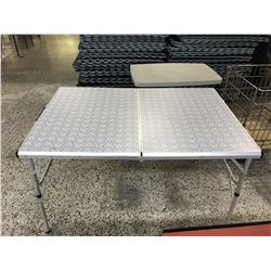 Folding Metal Table With Small Companion Collapsing Table