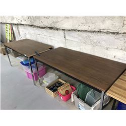 Pair of Metal Legged Tables (One With Cut Out Corner)