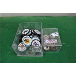 Assorted NHL Logo Metal Slammer And 1980-81 NHL Pepsi Bottle Caps