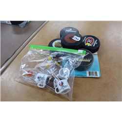 Lot Of Hockey Memorabilia (Minimugs, Hockey Pucks)