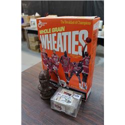 Chicago Bulls Wheaties Box, Skybox NBA Basketball Minis, Space Jam Bust