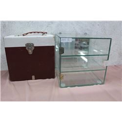 Hanging Glass Showcase (Missing Latch)(10”x10”) & File Box